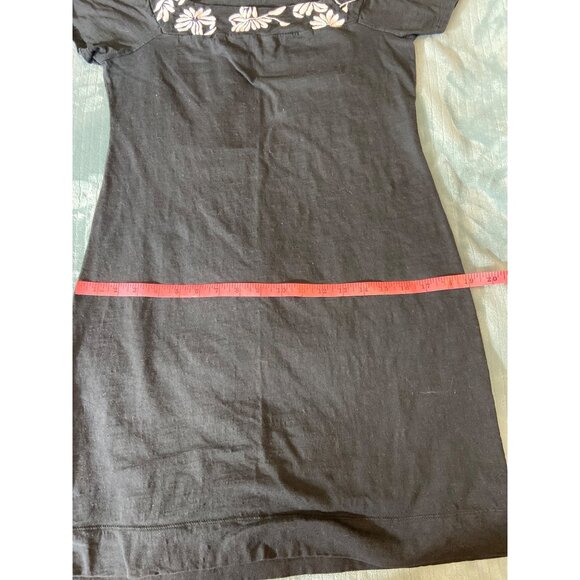 Banana Republic Womens Dress M Black Floral Embroidered Scoop Neck Cotton Preppy - Picture 11 of 14
